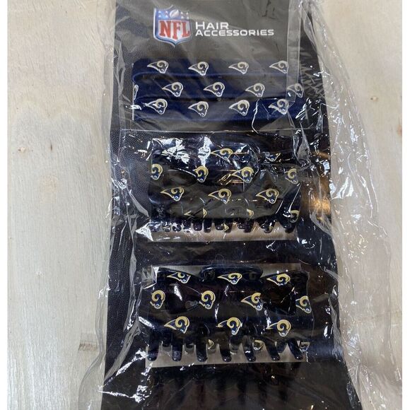 NFL Accessories - St. Louis Rams NFL Football Hair Accessories 5 Piece Ponytail Band Clips New‎